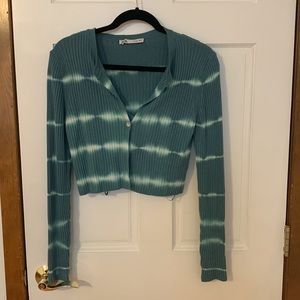 Zara tie dye cropped tank and cardigan set